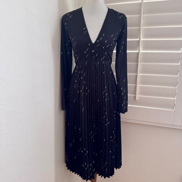 Avec Le Filled Black Lighting bolt print open back midi Dress size 0 - Picture 4 of 13